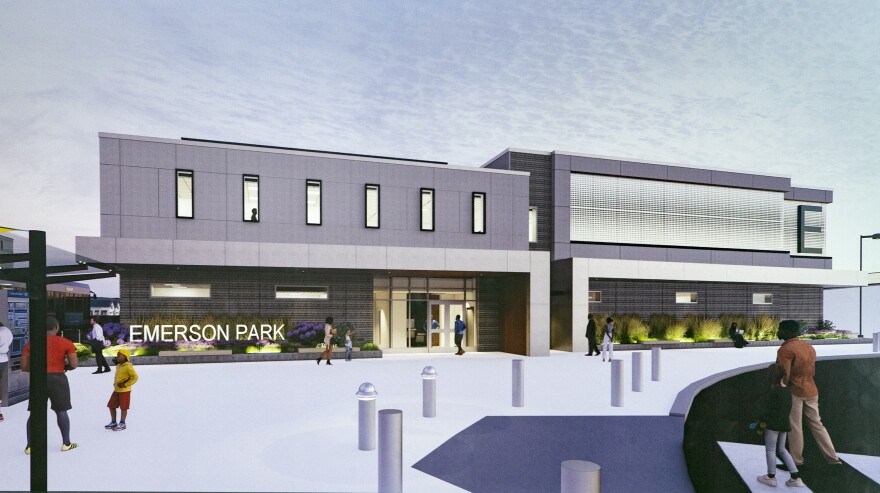 Rendering of the future $13,584,000 public safety center at the Emerson Park Transit Center. The goal of the center is to improve communications and security collaboration among public safety partners.