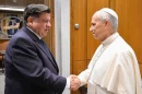 Illinois Gov. JB Pritzker shakes Pope Leo XIV’s during a meeting in Vatican City on Nov. 19, 2025.