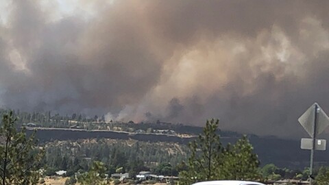 A view of Spokane's Old Trails fire about an hour after it ignited on Saturday afternoon.