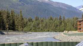 The Mendenhall River as it crests on Thursday, Aug. 13, 2026.