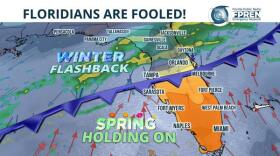 As of Monday morning, a strong cold front was located just north of the I-4 corridor where the contrast between conditions on both sides was very evident.