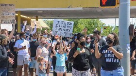 Protesters on NE 36th and Kelley in Oklahoma City, Okla. in June 2020.