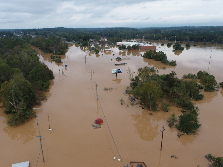 aerial view of hurricane helene damage