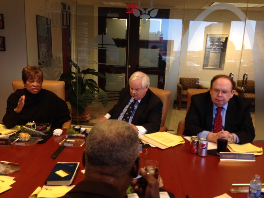 Robert Lowery (far right), a board member for the St. Louis Zoo-Musuem Distrct, at a board meeting in January 2014.