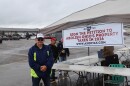 Brian Massie with the Ax Ohio Tax group stands outside a tent where they collected signatures for a ballot initiative to ban all property taxes. The group visited the Hartville Flea Market in Stark County in mid-May 2026, just a few weeks before they announced they did not have enough signatures to get on the ballot for Nov. 2026.