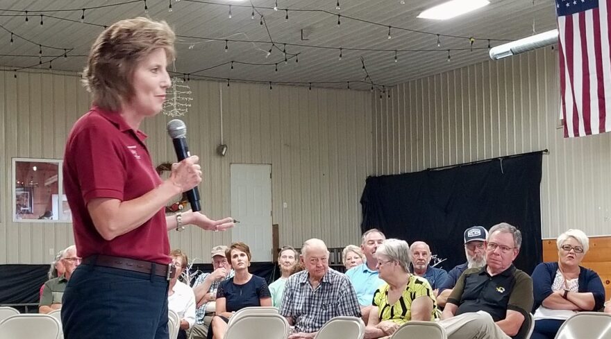  U.S. Rep. Vicky Hartzler speaks at a Republican gathering July 11 in Salem as she campaigns for the GOP Senate nomination.