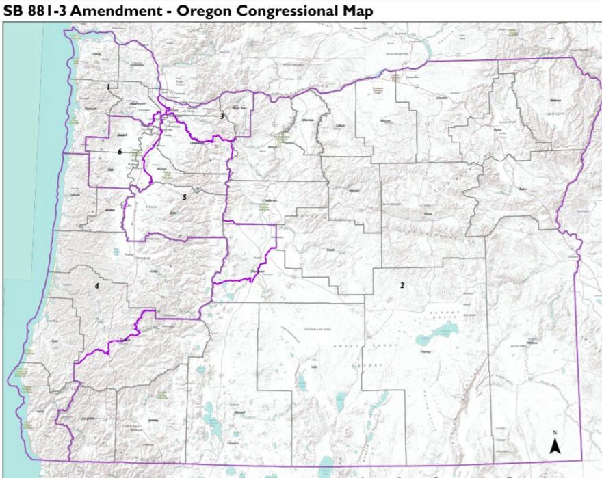 The final congressional boundaries approved by the Oregon Legislature on Sept. 27, 2021.