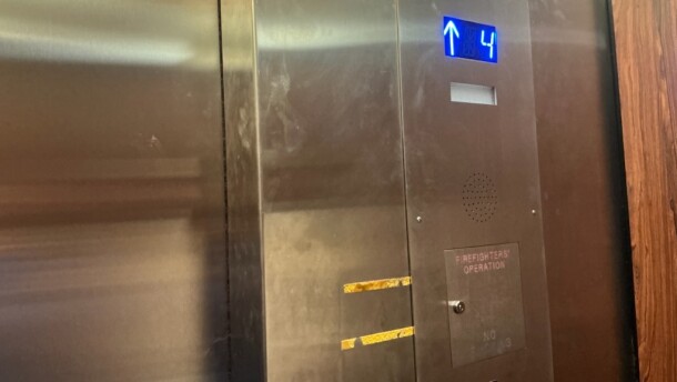 An elevator that's been repaired at Jenny Lind Hall on February 13, 2026.