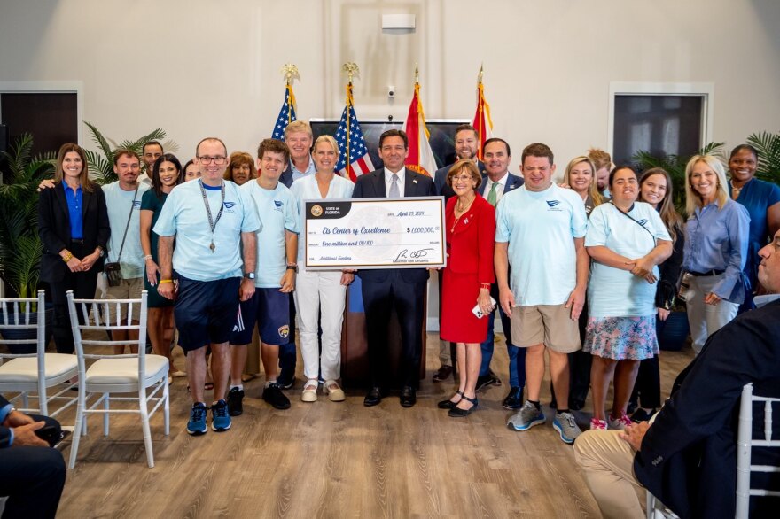 Gov. Ron DeSantis was at the Els Center for Excellence in Jupiter on Monday to present a "check" for the $1 million he plans to award from the state budget to help pay for a new recreational complex.