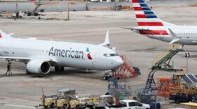 Two grounded American Airlines Boeing 737 Max 8 are seen parked in Miami, Florida.