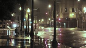 Rainfall seen on the streets of San Bernardino.