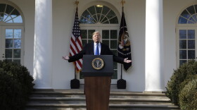 President Donald Trump speaks during an event in the Rose Garden at the White House to declare a national emergency in order to build a wall along the southern border, Friday, Feb. 15, 2019, in Washington. (Evan Vucci/AP)