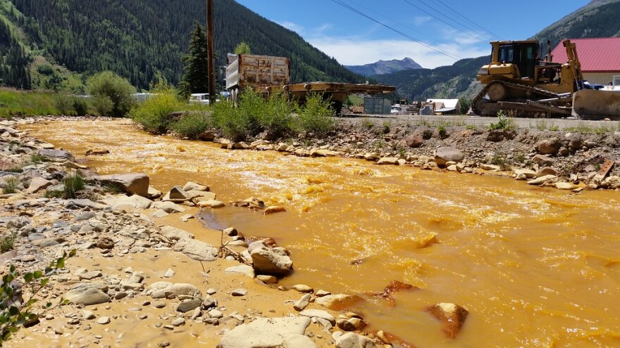 A photo of a dirty river. 