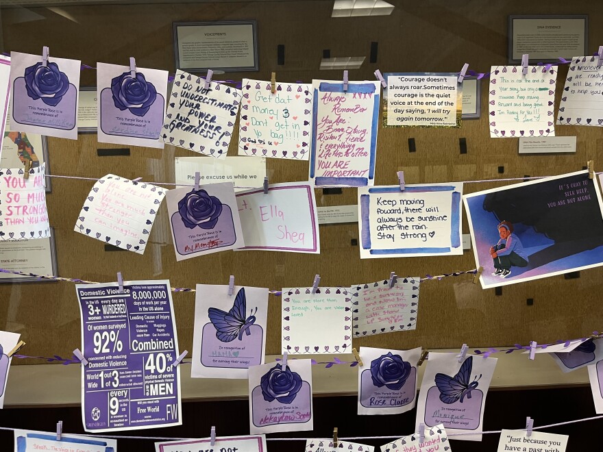 A board at State Attorney Worrell’s office that honors domestic violence survivors.