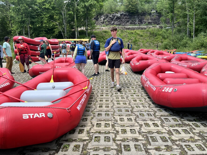 Boats sit on shore at the Lehigh Gorge State Park ahead of RAFT for America's first float of the 2026 season.