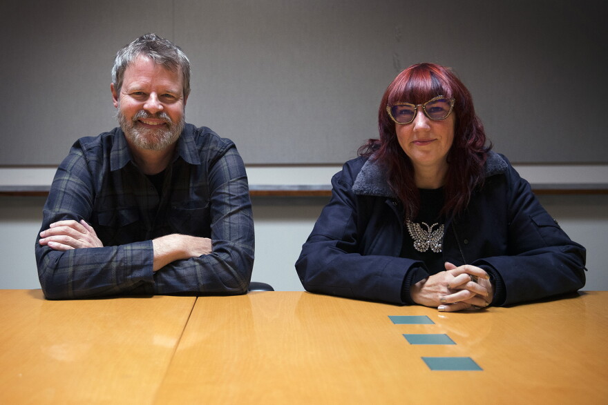 Doug Pray, director of the Grunge documentry Hype! (L) and Megan Jasper, CEO of Sub Pop Records   