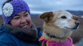 a woman and her dog