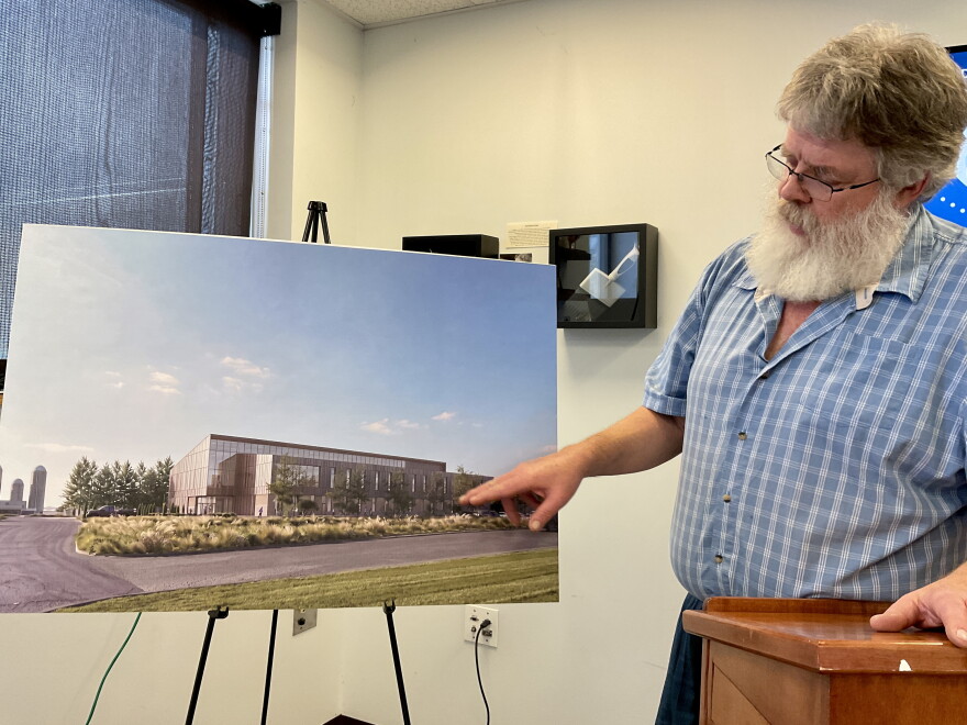 Ernest Hovingh, director of the Animal Diagnostic Laboratory at Penn State, explains plans for the expanded lab on the University Park campus on Oct. 5, 2026.
