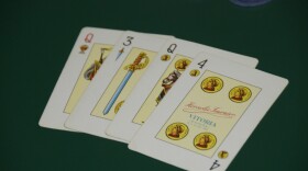 A Spanish deck of cards is often used to play mus. At Saturday's tournament, American cards will be used.