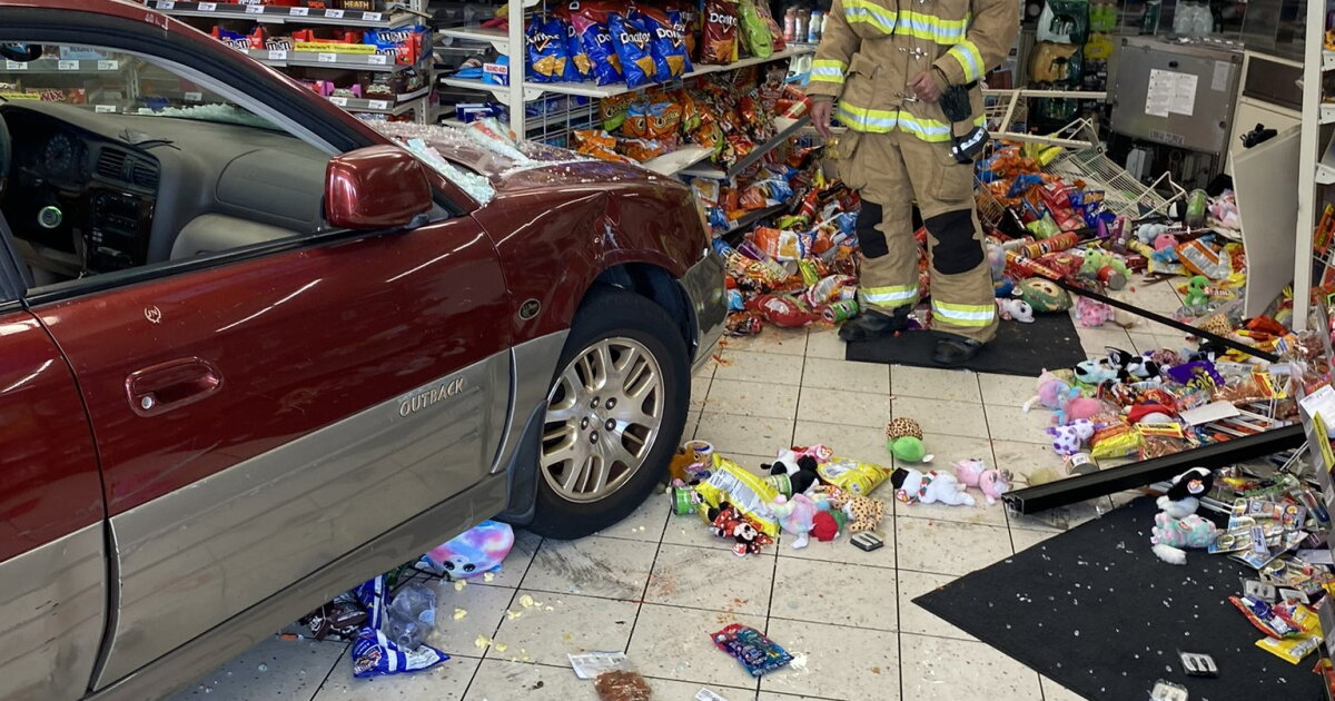 Cleanup on Aisle 1! And 2! And 3! Car smashes into Goleta store | KCLU