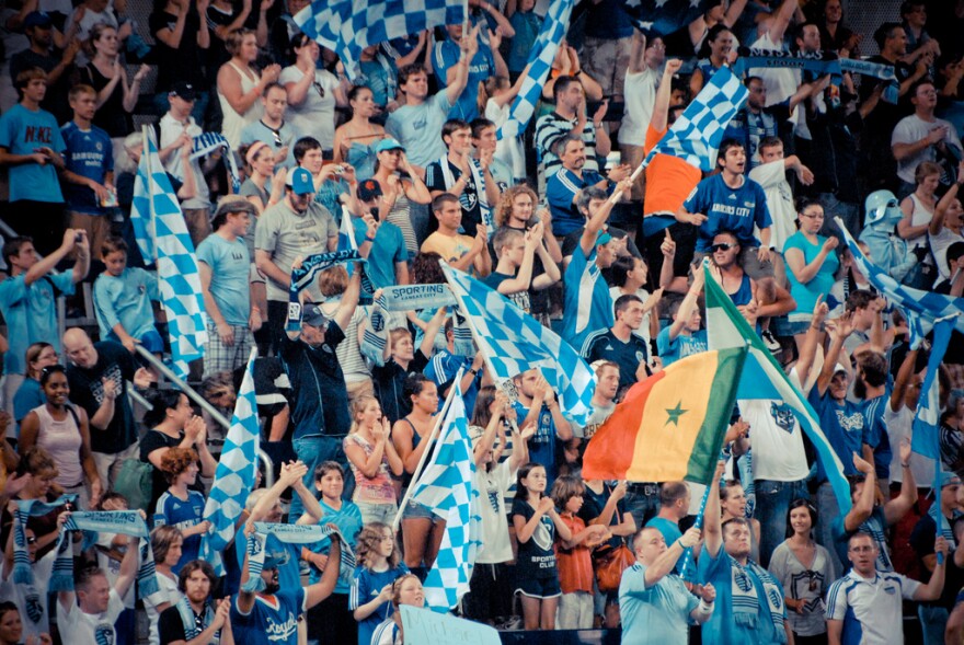 Photo of Sporting KC fans in the Cauldron section of Children's Mercy Park