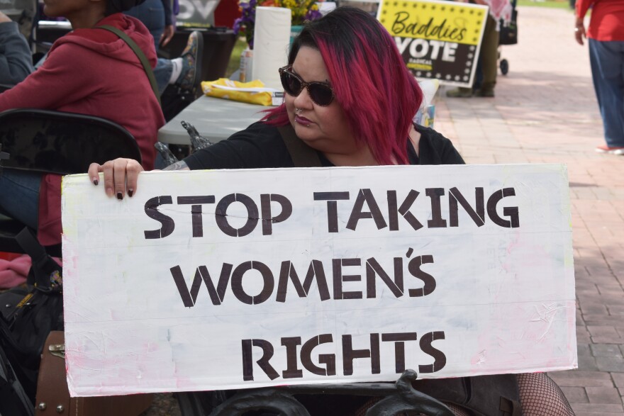 Esmeralda Gonzalez attended the rally at Milam Park on Sunday and called for greater support of women's rights.