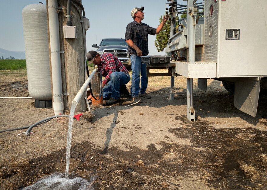  Water well pump servicers with TW Wells get a water well outside Klamath Falls running again on Aug. 5. 