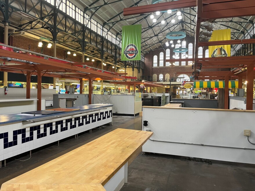 Many booths are empty at the City Market, which is set to close for two years.