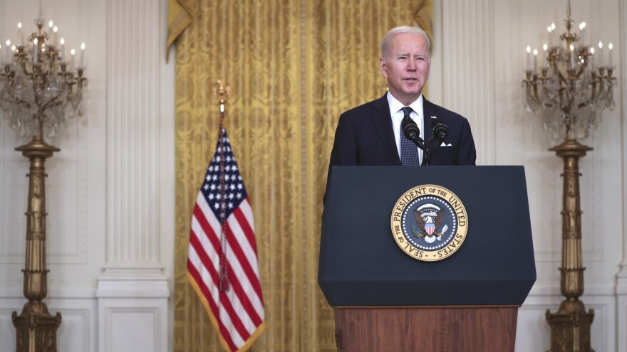 President Biden delivers remarks on Russia and Ukraine in the East Room of the White House on Tuesday.