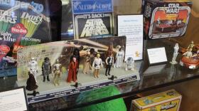 Kenner's first 12 Star Wars action figures came out in the spring of 1978. Shown here in a Cincinnati public library exhibit.