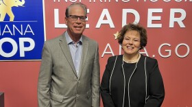 Gov. Mike Braun, left, endorsed Lana Keesling, right, to serve as chair of the Indiana Republican Party.