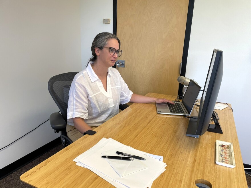 Chemistry professor Delphine Farmer in her office at Colorado State University in Fort Collins on Thursday, July 23, 2026. She specializes in air quality.