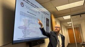 Kyle Hartsock, director of the New Mexico Department of Justice’s Special Investigations Bureau, explains how tracing spent casings and recovered firearms helped lead to the arrest of a man who was accused of shooting Albuquerque Muslims in 2022. (Joshua Bowling/Source NM)