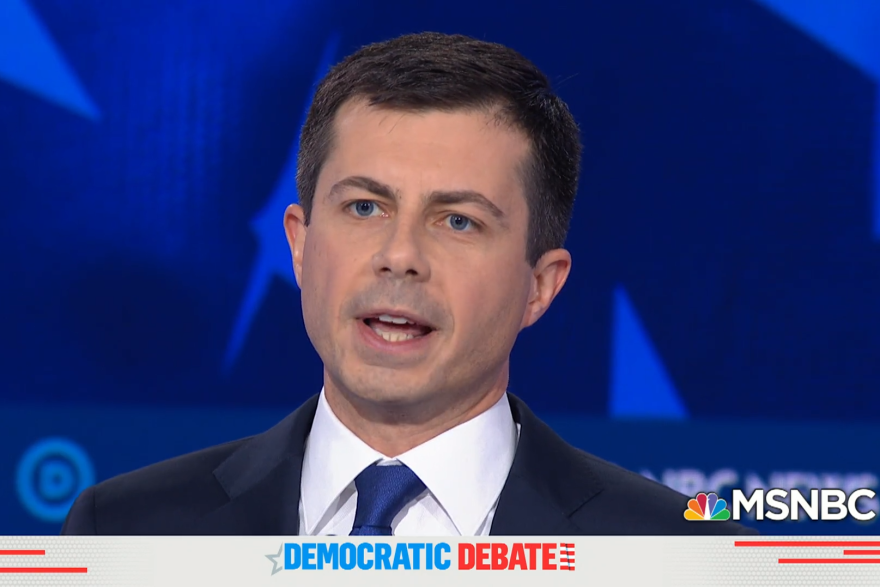 Democratic presidential candidate and Mayor Pete Buttigieg (D-South Bend) at the Nov. 20 MSNBC Democratic Presidential Debate.