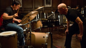 Miles Teller and J.K. Simmons face off in Damien Chazelle's impressive drumming-as-sport film, <em>Whiplash</em>.