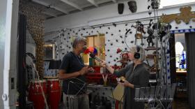Joe Willie Smith being interviewed by The Show's Lauren Gilger inside his Phoenix art studio.