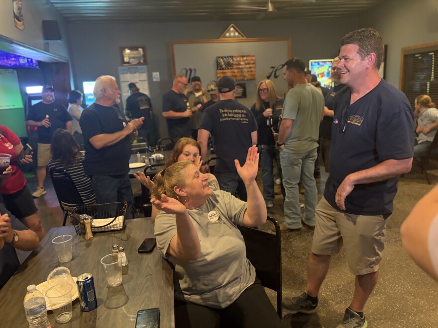 Rep. Jamie Walsh gives a victory speech to supporters after the 2026 Primary Election.