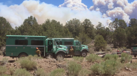 Firefighters battle the Cottonwood Fire in Fishlake National Forest in Beaver County, Utah, in June 2026.