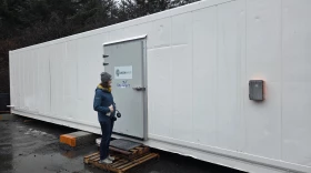 The 40-foot container houses the first of its kind kelp hatchery created by GreenWave. The national nonprofit has another kelp hatchery on the east coast but it's half the size of the Kodiak based nursery.