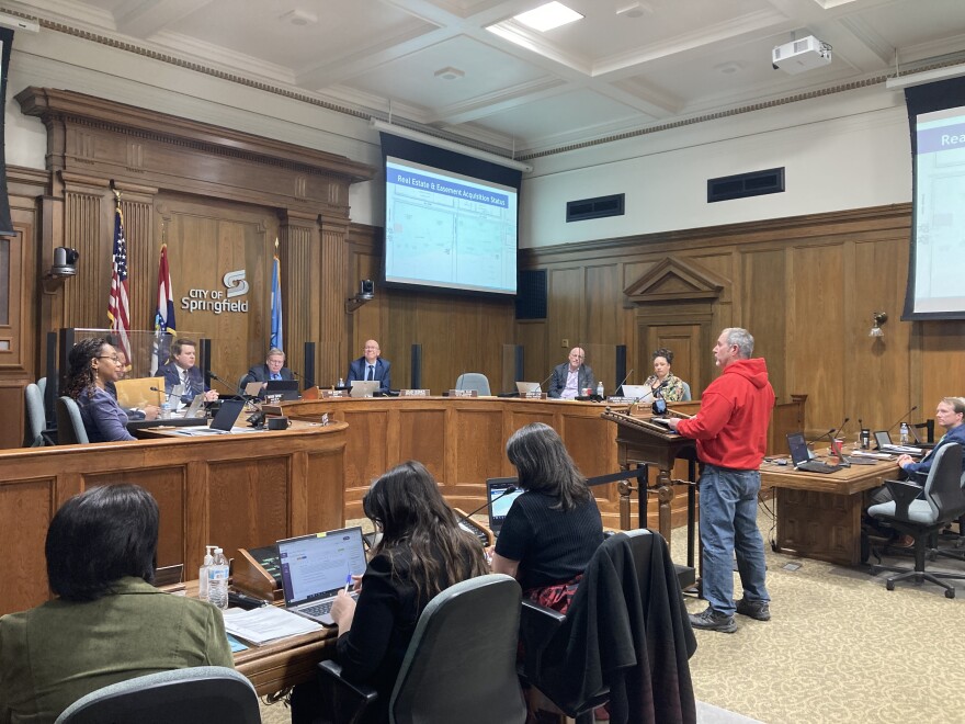 Sterling Mathis, owner of The Hotel of Terror, speaks to Springfield City Council on Feb. 6, 2023.