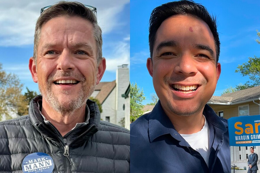 The Democratic primary for Senate District 46 will see Mark Mann (left) against Sam Wargin Grimaldo (right).