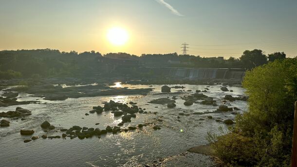  A hazy scene over the river in Manchester on May 30, 2023