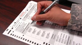 A voter filling in a ballot.