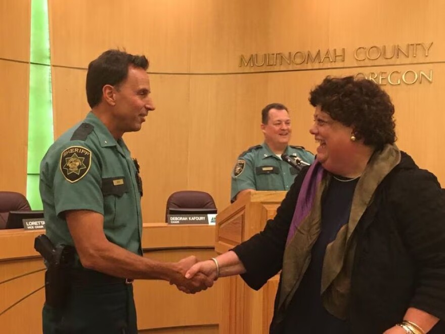 Former Portland Police Chief Mike Reese is sworn in as the interim Multnomah County sheriff on Wednesday, Aug. 17, 2016. Reese was named the head of the Oregon Department of Corrections on Oct. 24, 2023.