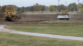 Heavy equipment works on ball fields at O'Brien Park at 66th Street and North Lewis.