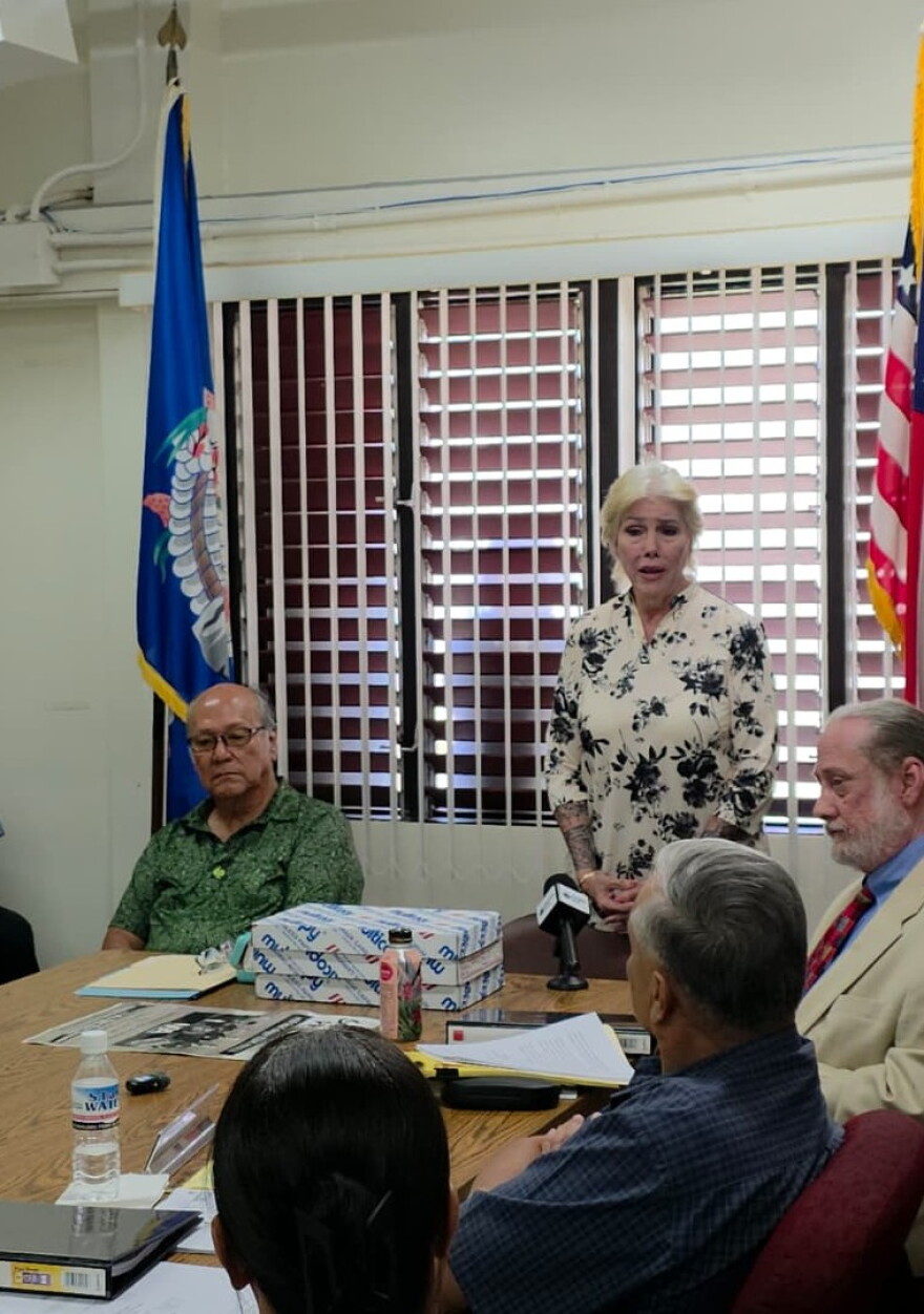 Northern Islands mayoral candidate Keli Tenorio appears before the Commonwealth Election Commission on Thursday as commissioners weigh a residency challenge.