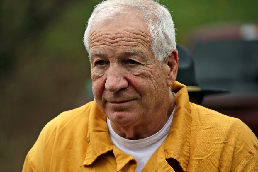 FILE - Former Penn State University assistant football coach Jerry Sandusky arrives at the Centre County Courthouse, Friday, Nov. 22, 2019, in Bellefonte, Pa.