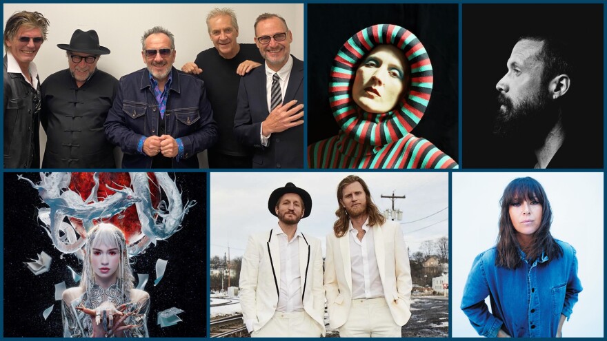 Clockwise from top left: Elvis Costello & The Imposters, Cate Le Bon, Father John Misty, Cat Power, The Lumineers, Grimes