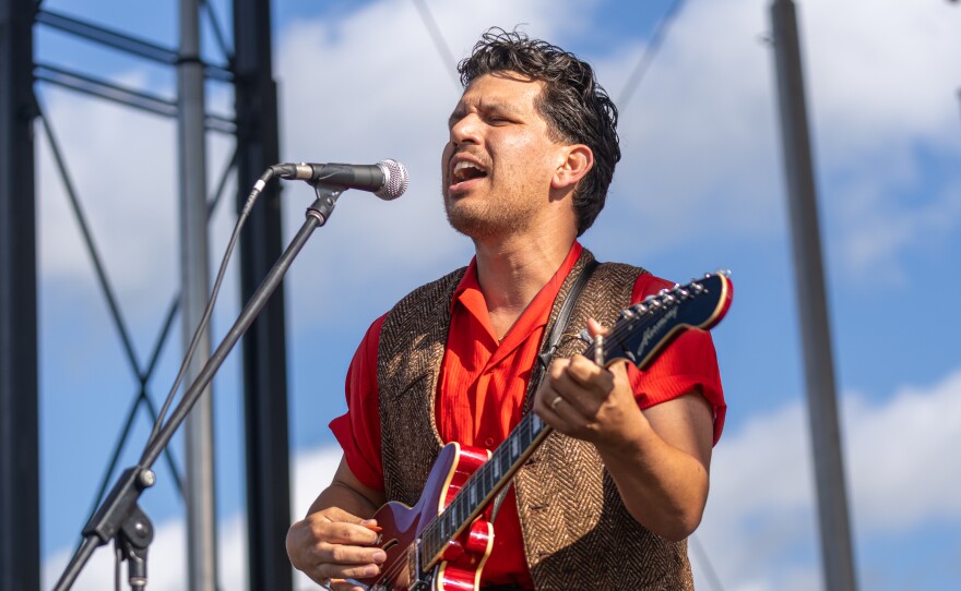 Jeremie Albino sings during his set at Grand Rapids Riverfest on Sept. 6, 2025.
