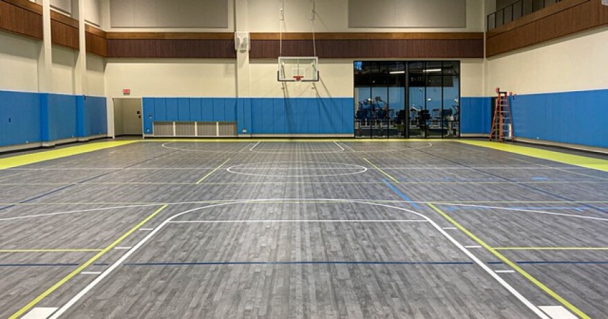 The new Irondequoit Community Center's basketball court.